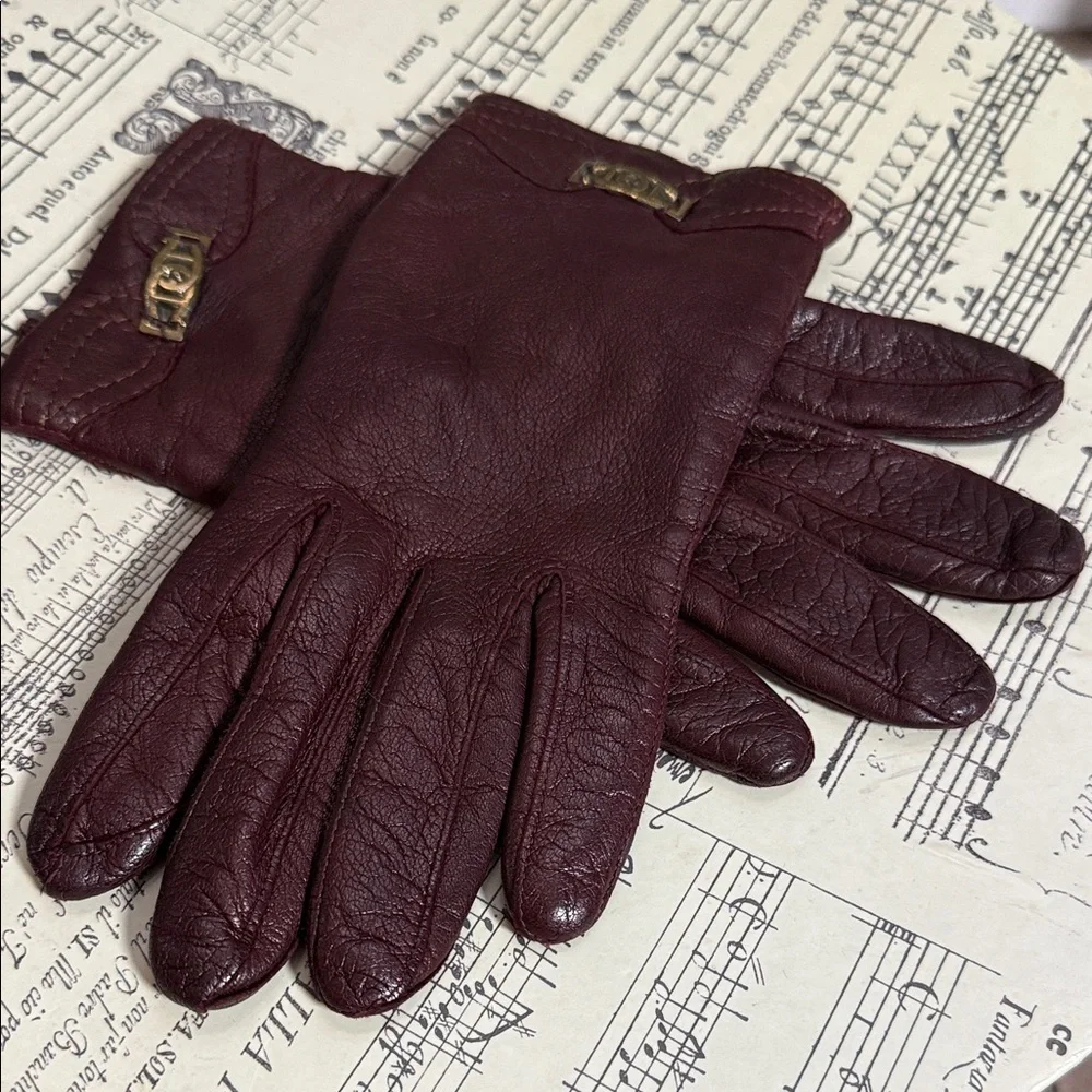 Etienne Aigner Vintage Oxblood Leather Gloves SZ Small